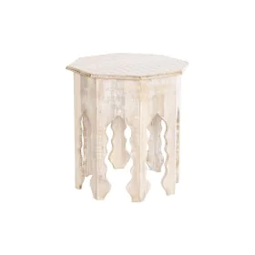 Mesa de apoio DKD Home Decor 49 x 49 x 53,5 cm Castanho Branco Madeira de mangueira de DKD Home Decor, Jogos de móveis - Ref:...