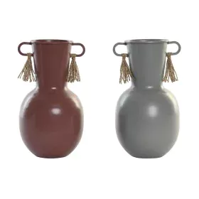 Vase DKD Home Decor 14 x 13 x 24 cm Gris Métal Terre cuite (2 Unités) de DKD Home Decor, Vases - Réf : S3040288, Prix : 26,98...