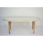 Mesa de Jantar DKD Home Decor Branco Dourado Latão Madeira de mangueira 180 x 90 x 76 cm de DKD Home Decor, Jogos de móveis -...