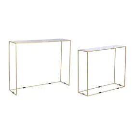 Conjunto de 2 mesas DKD Home Decor Branco Preto Dourado 100 x 28 x 80 cm de DKD Home Decor, Jogos de móveis - Ref: S3040440, ...