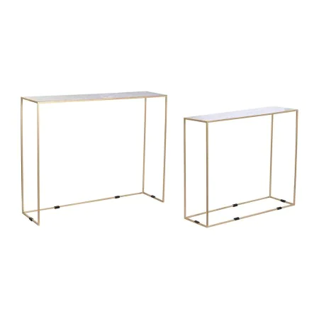 Juego de 2 mesas DKD Home Decor Blanco Negro Dorado 100 x 28 x 80 cm de DKD Home Decor, Mesas - Ref: S3040440, Precio: 239,79...