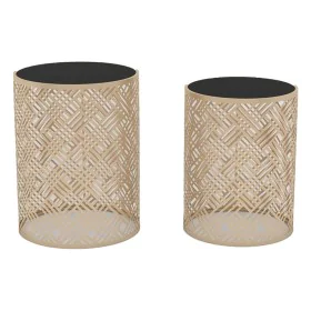 Conjunto de 2 mesas DKD Home Decor Mesa de Apoio Pequena Preto Dourado 42 x 42 x 55 cm de DKD Home Decor, Jogos de móveis - R...