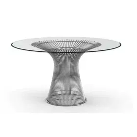 Table de Salle à Manger DKD Home Decor Transparent Argenté Acier Verre trempé 130 x 130 x 75 cm de DKD Home Decor, Tables - R...