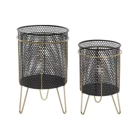 Set de Maceteros DKD Home Decor Negro Dorado Metal Loft 36 x 36 x 58 cm de DKD Home Decor, Maceteros - Ref: S3040788, Precio:...