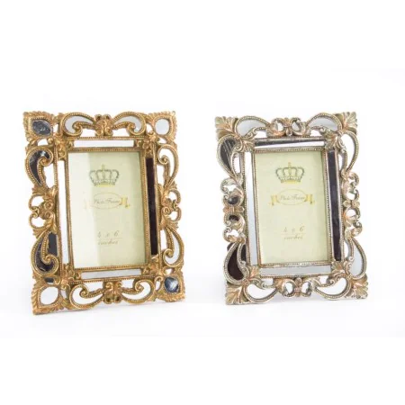 Photo frame DKD Home Decor 19 x 2 x 25 cm Silver Golden Resin Shabby Chic (2 Units) by DKD Home Decor, Table and wall frames ...