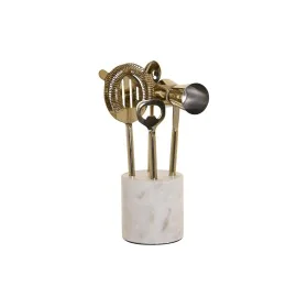 Cocktail Set DKD Home Decor 10 x 3 x 21 cm Silver Golden Stainless steel Marble by DKD Home Decor, Cocktail Shakers - Ref: S3...