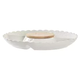 Plateau apéritif DKD Home Decor 25,5 x 25,5 x 3 cm Naturel Porcelaine Blanc de DKD Home Decor, Plats et plateaux - Réf : S304...