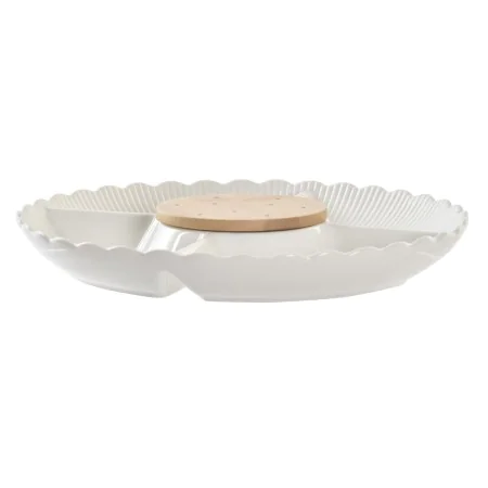 bandeja de aperitivos DKD Home Decor 25,5 x 25,5 x 3 cm Natural Porcelana Branco de DKD Home Decor, Pratos e fontes - Ref: S3...