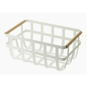 Cestino Multiuso DKD Home Decor Bianco Naturale Metallo Pino 36 x 22 x 15,5 cm di DKD Home Decor, Ripiani e supporti - Rif: S...