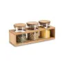 3 Tubs DKD Home Decor 31 x 11 x 11,5 cm Natural Bamboo Borosilicate Glass by DKD Home Decor, Food storage - Ref: S3041262, Pr...