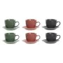 Set of 6 Cups with Plate DKD Home Decor Green Pink Dark grey Stoneware 150 ml 16 x 17 x 35 cm by DKD Home Decor, Cups - Ref: ...