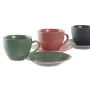 Set of 6 Cups with Plate DKD Home Decor Green Pink Dark grey Stoneware 150 ml 16 x 17 x 35 cm by DKD Home Decor, Cups - Ref: ...