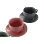 Set of 6 Cups with Plate DKD Home Decor Green Pink Dark grey Stoneware 150 ml 16 x 17 x 35 cm by DKD Home Decor, Cups - Ref: ...