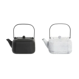 Teapot DKD Home Decor Black Stainless steel White 1,2 L (2 Units) by DKD Home Decor, Tea and coffee sets - Ref: S3041342, Pri...