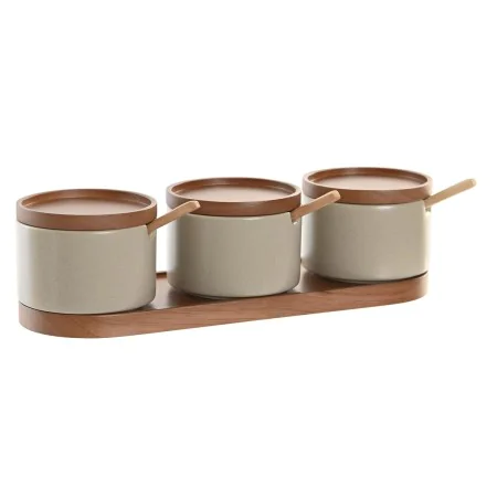 Sucrier DKD Home Decor 29 x 10 x 7 cm Beige Marron Bois d'hévéa (7 Unités) de DKD Home Decor, Sucre et lait - Réf : S3041349,...