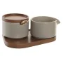 Açucareiro DKD Home Decor 19,5 x 18,5 x 7 cm Bege Castanho Madeira da borracha 4 Peças de DKD Home Decor, Açúcar e leite - Re...