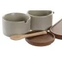 Sucrier DKD Home Decor 19,5 x 18,5 x 7 cm Beige Marron Bois d'hévéa 4 Pièces de DKD Home Decor, Sucre et lait - Réf : S304135...