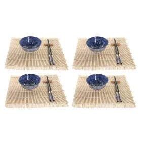 Set de Sushi DKD Home Decor 14,5 x 14,5 x 31 cm Negro Azul Gres Oriental (16 Piezas) de DKD Home Decor, Platos y fuentes - Re...