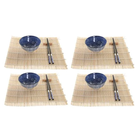 Set de Sushi DKD Home Decor 14,5 x 14,5 x 31 cm Negro Azul Gres Oriental (16 Piezas) de DKD Home Decor, Platos y fuentes - Re...