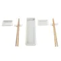 Sushi-Set DKD Home Decor 24 x 7 x 2 cm natürlich Weiß Steingut Orientalisch von DKD Home Decor, Teller und Schüsseln - Ref: S...