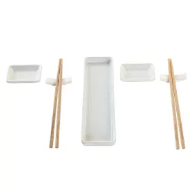 Set de Sushi DKD Home Decor 24 x 7 x 2 cm Natural Blanco Gres Oriental de DKD Home Decor, Platos y fuentes - Ref: S3041397, P...