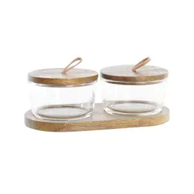 2 Tubs DKD Home Decor 20,5 x 10,5 x 7 cm Crystal Brown Transparent Acacia 240 ml by DKD Home Decor, Food storage - Ref: S3041...