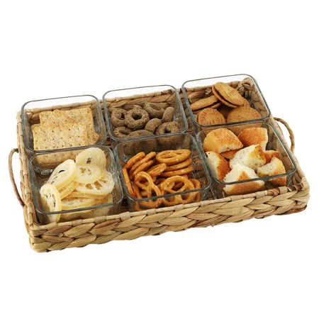 Snack tray DKD Home Decor 32 x 11 x 6 cm Crystal Natural 280 ml (7 Units) by DKD Home Decor, Plates and dishes - Ref: S304141...