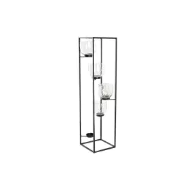 Castiçais DKD Home Decor Cristal Preto Transparente 18 x 18 x 76 cm Ferro de DKD Home Decor, Candelabros e suportes para vela...