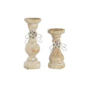 Candleholder DKD Home Decor Wood (9,5 x 9,5 x 28 cm) (2 Pieces) by DKD Home Decor, Candelabras and candle holders - Ref: S304...