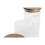 Conjunto de 3 Potes DKD Home Decor 10,2 x 10,2 x 27,7 cm Natural Transparente Acácia Letras Vidro de Borosilicato de DKD Home...