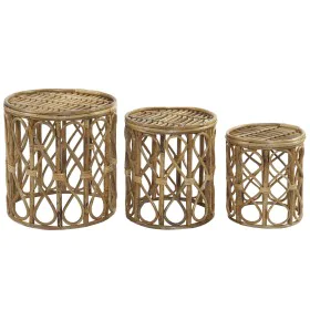 Set of 3 tables DKD Home Decor 39 x 39 x 41 cm Natural wicker by DKD Home Decor, Tables - Ref: S3041966, Price: 98,88 €, Disc...