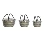 Basket set DKD Home Decor Polyester Pompoms 43 x 43 x 43 cm Seagrass by DKD Home Decor, Boxes - Ref: S3042058, Price: 66,08 €...