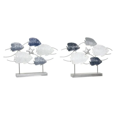 Figura Decorativa DKD Home Decor 63 x 9 x 44 cm Cinzento Azul Branco Espirais (2 Unidades) de DKD Home Decor, Adornos - Ref: ...