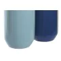 Vase DKD Home Decor 12,5 x 12,5 x 25 cm Blanc Bleu ciel Blue marine Grès (2 Unités) de DKD Home Decor, Vases - Réf : S3042216...