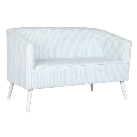 Divano DKD Home Decor Azzurro Bianco Blu cielo Metallo Righe Mediterraneo 130 x 68 x 78 cm di DKD Home Decor, Divani - Rif: S...