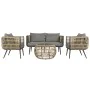 Table Set with 3 Armchairs DKD Home Decor Brown Aluminium synthetic rattan 144 x 67 x 74 cm by DKD Home Decor, Sofas - Ref: S...