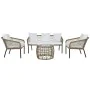 Conjunto de Mesa con 3 Sillones DKD Home Decor Blanco 137 x 73,5 x 66,5 cm ratán sintético Acero de DKD Home Decor, Sofás - R...