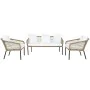 Conjunto de Mesa con 3 Sillones DKD Home Decor Blanco 137 x 73,5 x 66,5 cm ratán sintético Acero de DKD Home Decor, Sofás - R...