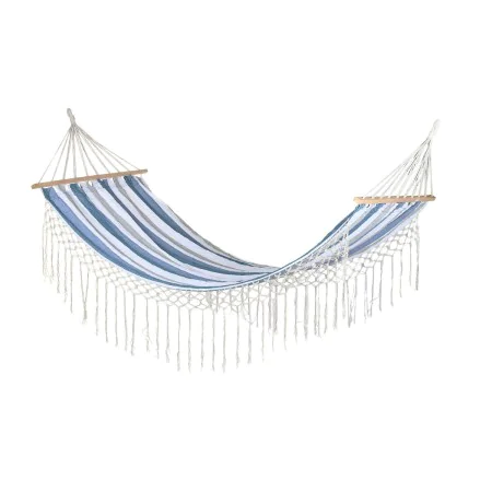 Hammock DKD Home Decor Stripes Blue White (200 x 100 x 5 cm) by DKD Home Decor, Hammocks - Ref: S3042447, Price: 52,16 €, Dis...