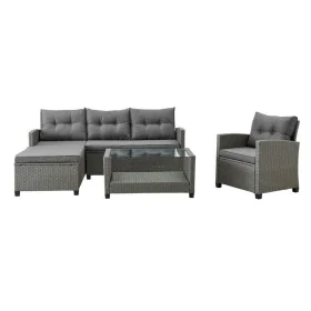 Sofá de Jardín DKD Home Decor Gris 120 x 65 x 77 cm 163 x 45 x 84 cm ratán sintético Cristal Templado de DKD Home Decor, Sofá...