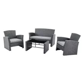 Conjunto de Mesa con 3 Sillones DKD Home Decor Gris 124 x 72 x 75 cm 121 x 63 x 73 cm ratán sintético de DKD Home Decor, Sofá...