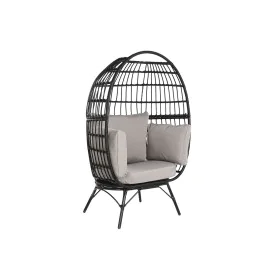 Poltrona da giardino DKD Home Decor Nero Grigio Metallo rattan sintetico 99 x 71 x 147 cm di DKD Home Decor, Poltrone - Rif: ...