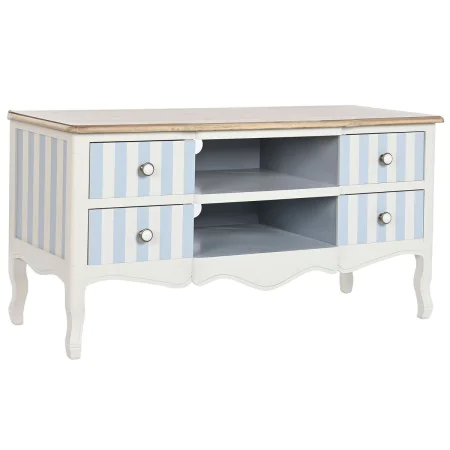 Móvel de TV DKD Home Decor Branco Azul celeste (120 x 48 x 60 cm) de DKD Home Decor, Mesas e suportes para TV - Ref: S3042522...