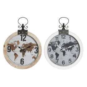 Horloge Murale DKD Home Decor 40 x 4 x 54 cm Verre Fer Bois MDF Mappemonde (2 Unités) de DKD Home Decor, Pendules murales - R...