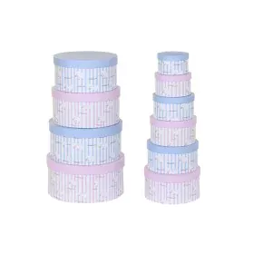 Set di Scatole per Sistemare Impilabili DKD Home Decor Azzurro Rosa Cartone (37,5 x 37,5 x 18 cm) di DKD Home Decor, Scatole ...