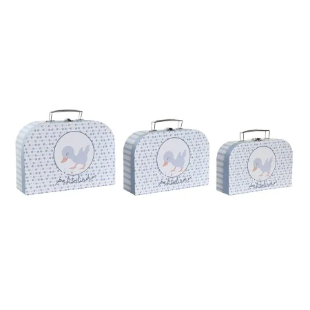 Set di Scatole Decorative DKD Home Decor 28 x 9,5 x 20 cm Azzurro Metallo Multicolore Cartone di DKD Home Decor, Conservazion...