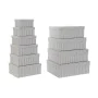 Set de Cajas Organizadoras Apilables DKD Home Decor Gris Blanco Cuadrada Cartón (43,5 x 33,5 x 15,5 cm) de DKD Home Decor, Al...