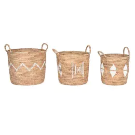 Set de basket DKD Home Decor Blanc Naturel Corde Herbier marin Boho 46 x 46 x 48 cm de DKD Home Decor, Boîtes - Réf : S304293...