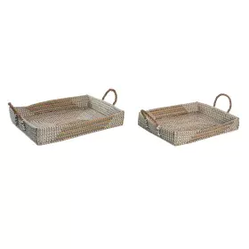 Tablettset DKD Home Decor Gelb natürlich 48 x 38 x 15 cm 52 x 38 x 15 cm (2 Stück) von DKD Home Decor, Teller und Schüsseln -...