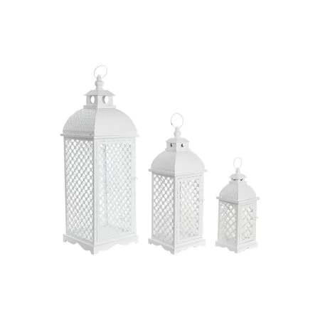 Postes de iluminação DKD Home Decor 24 x 24 x 74 cm Acabamento envelhecido Cristal Metal Branco Árabe de DKD Home Decor, Cand...